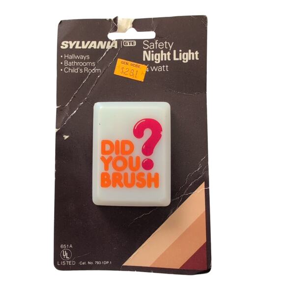 Vintage Sylvania Night Light "Did you Brush?" - 1980s - New In Package TESTED - Picture 1 of 7